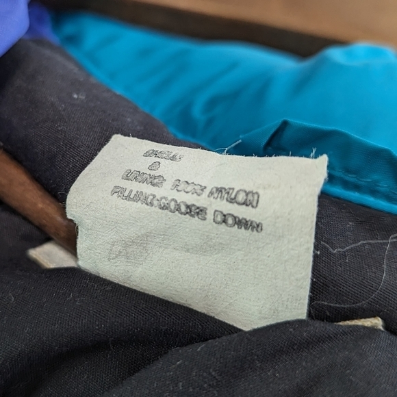 REI Down Coat Womens Large Teal Purple Goose Puffer Jacket Vtg 80s 90s USA 10 - Picture 13 of 16